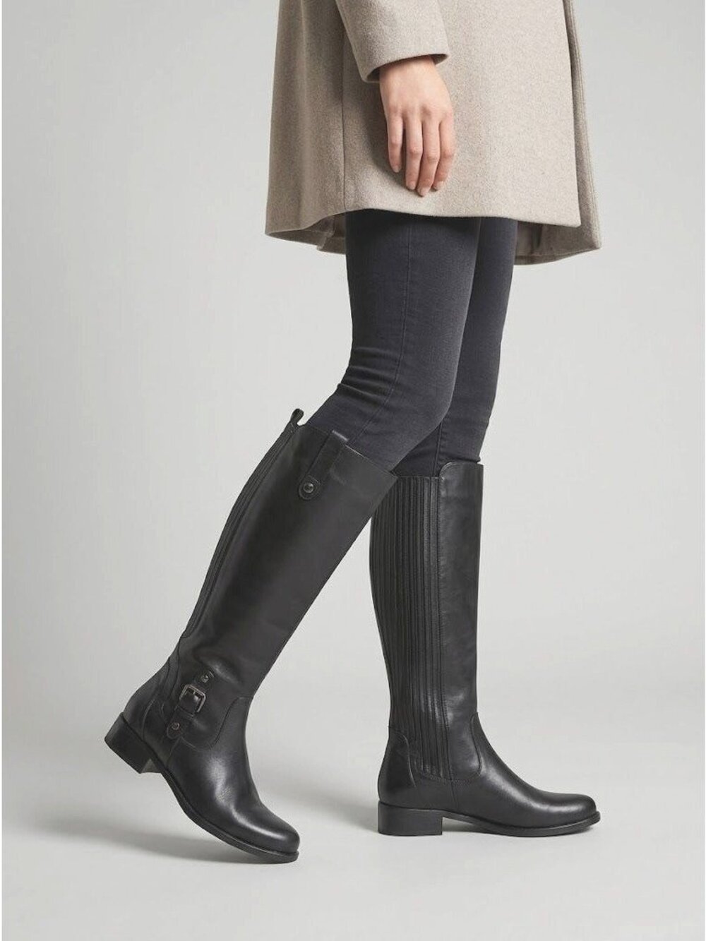Blondo 9.5 Leather Knee-High Wide Calf Boots Black Aqua Protect Comfort Sole